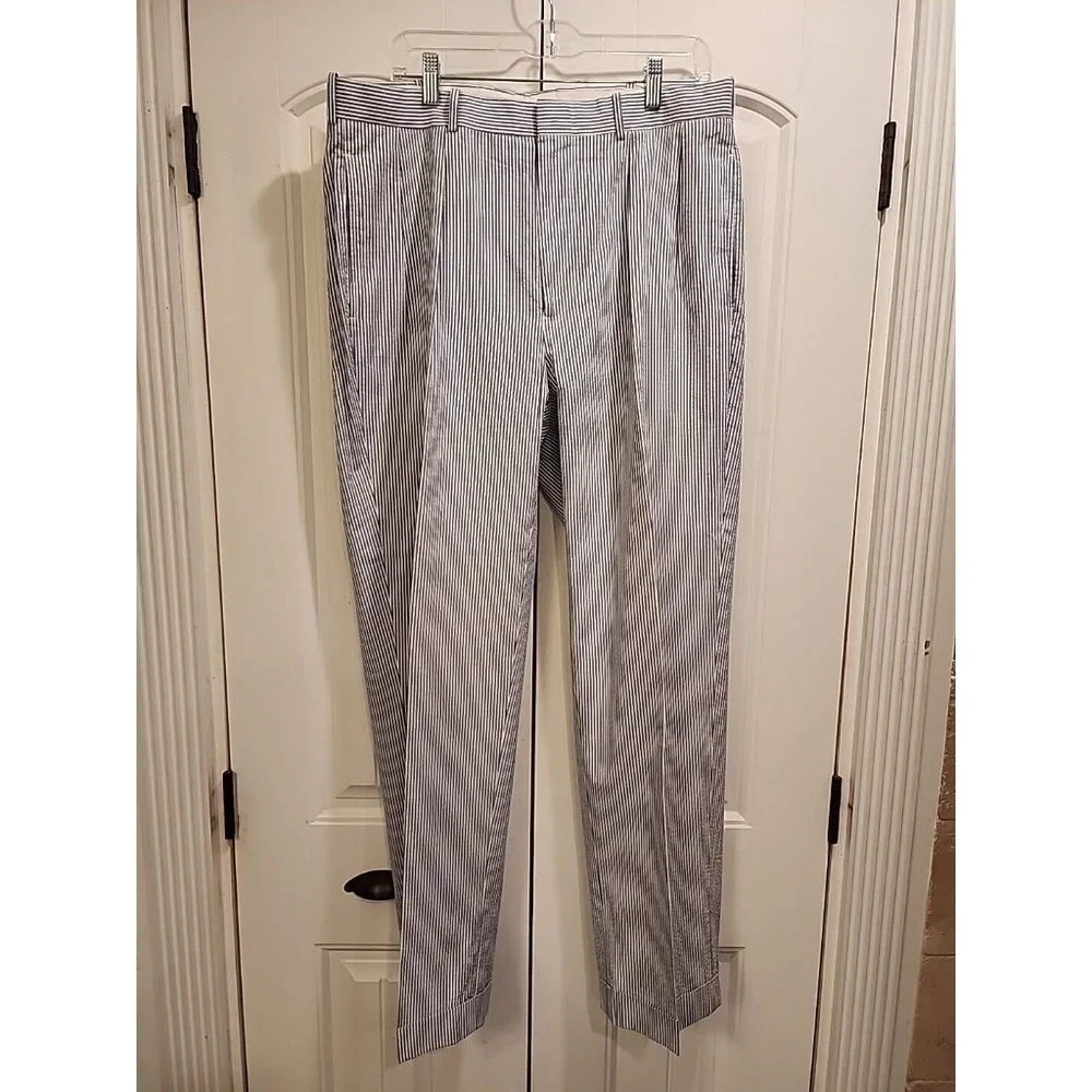 POLO RALPH LAUREN Men's 35 X 32 Blue & White Striped Pants Preppy Lawn Outdoor - Picture 1 of 14